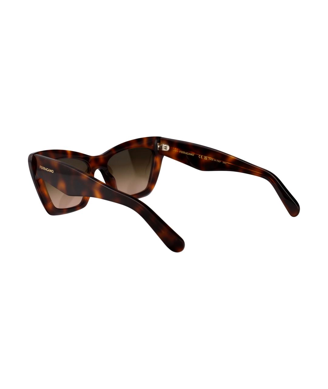FERRAGAMO Коричневые пластиковые солнцезащитные очки, фото 4