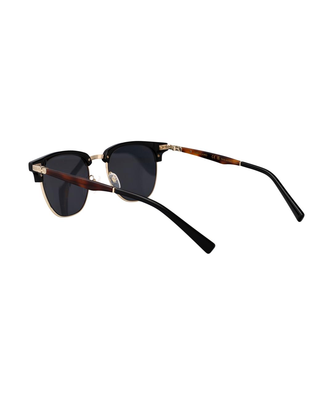 FERRAGAMO Черные металлические солнцезащитные очки, фото 4