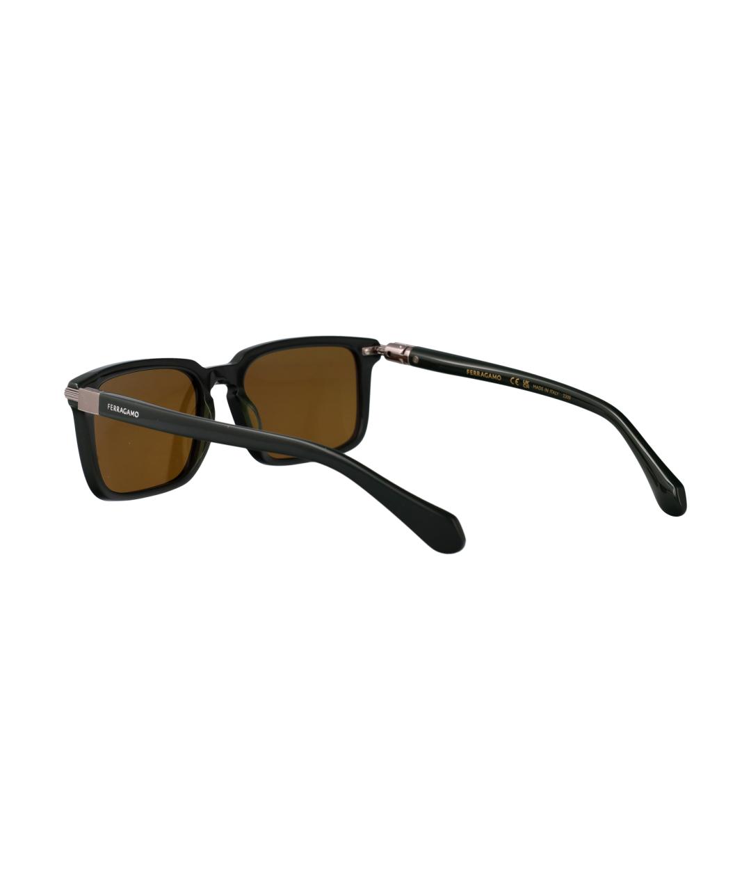 FERRAGAMO Коричневые пластиковые солнцезащитные очки, фото 4