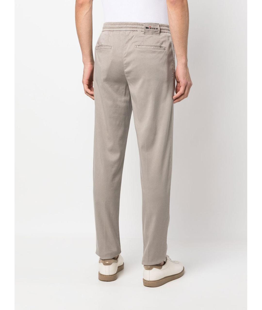 KITON Бежевые синтетические повседневные брюки, фото 4