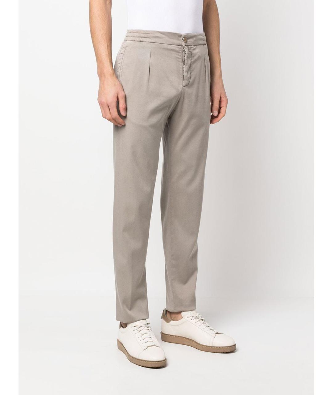 KITON Бежевые синтетические повседневные брюки, фото 2