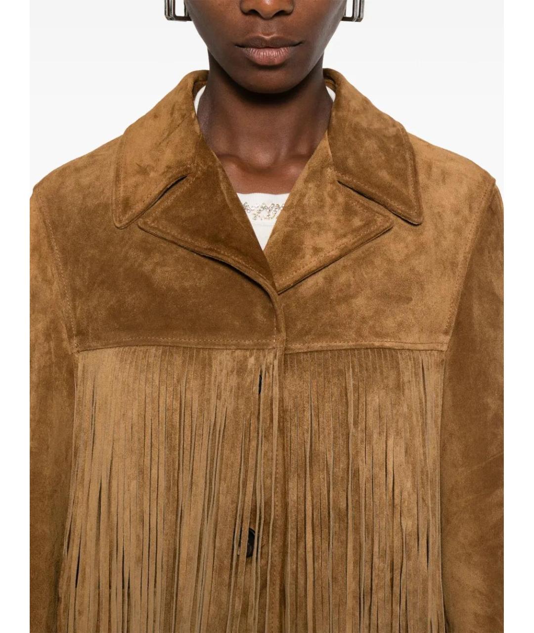 GOLDEN GOOSE DELUXE BRAND Коричневая кожаная куртка, фото 5