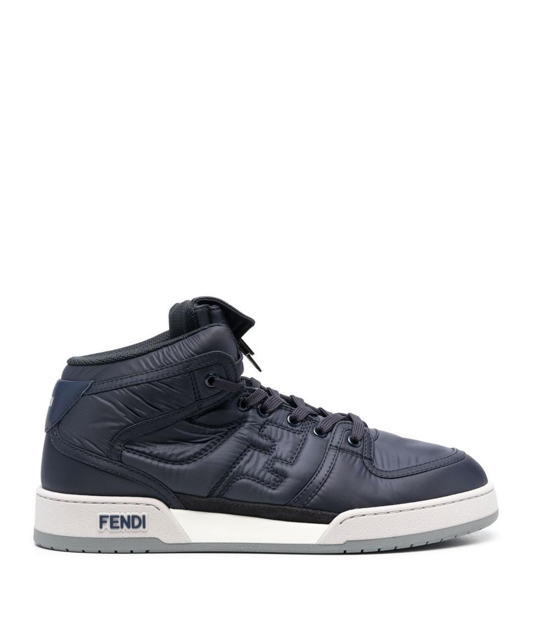 FENDI Синие синтетические высокие кроссовки / кеды, фото 1