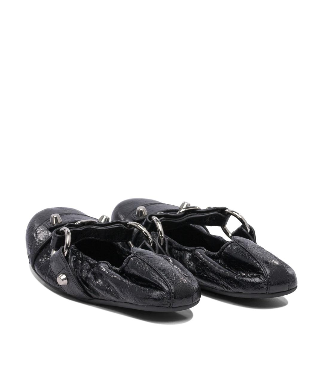 BALENCIAGA Черные кожаные балетки, фото 4