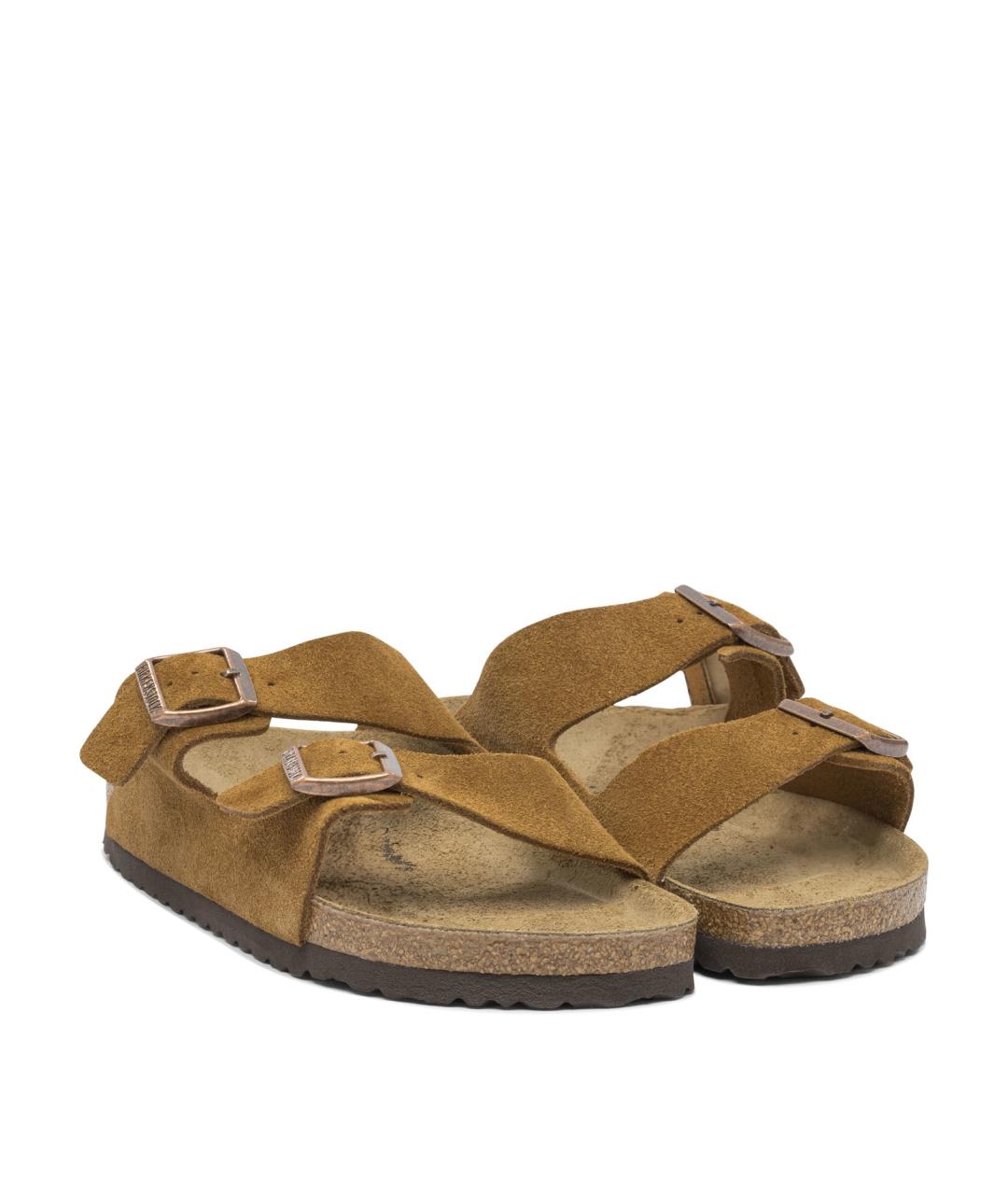 BIRKENSTOCK Коричневые замшевые шлепанцы, фото 2