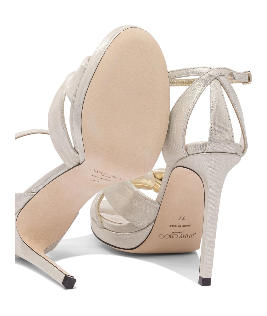 JIMMY CHOO Золотые кожаные босоножки, фото 5