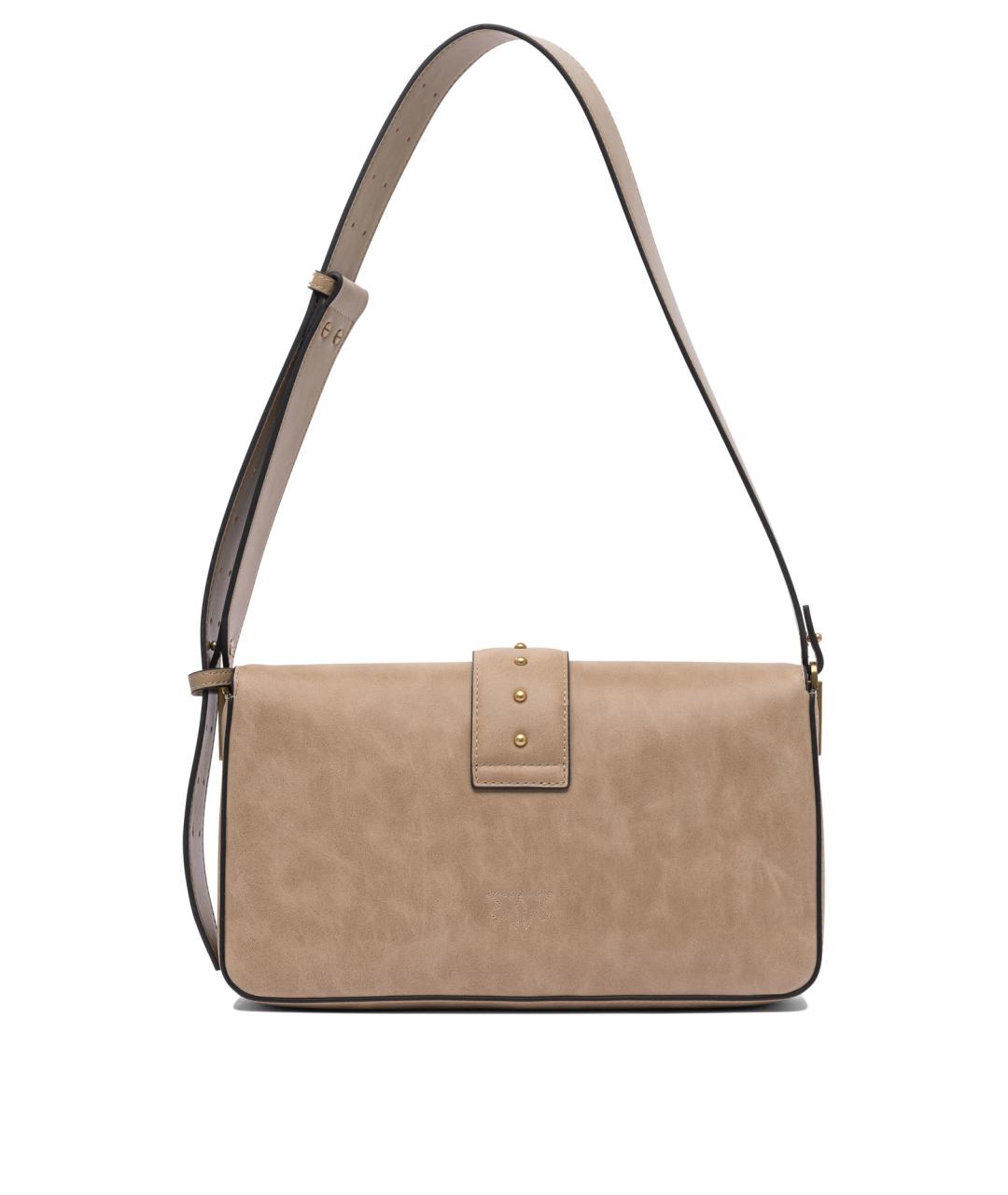 PINKO Бежевая кожаная сумка через плечо, фото 3