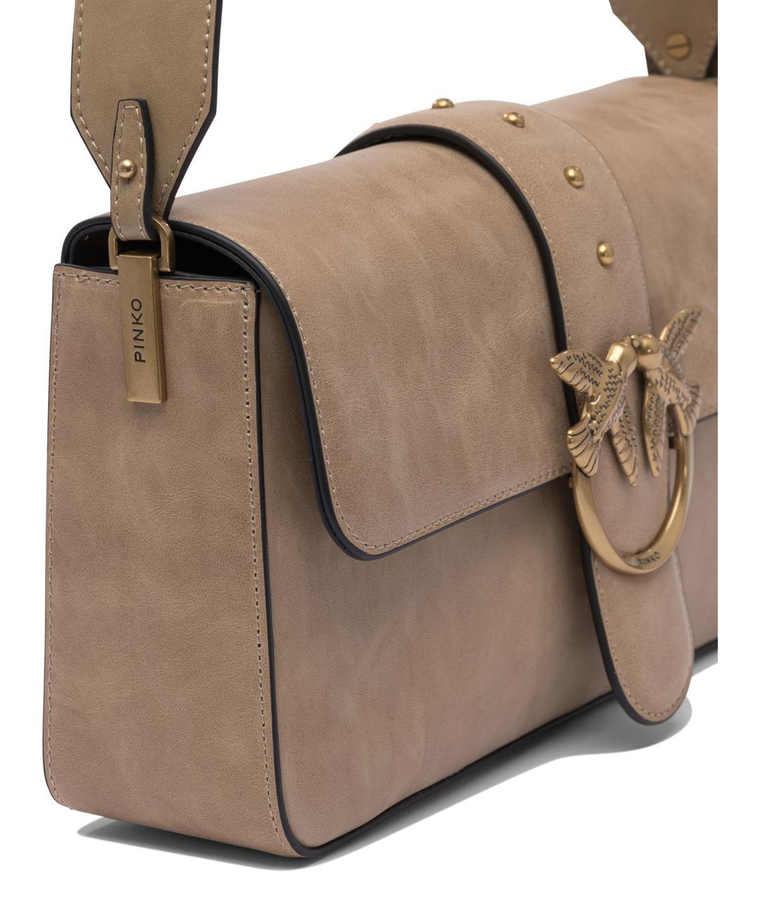 PINKO Бежевая кожаная сумка через плечо, фото 4