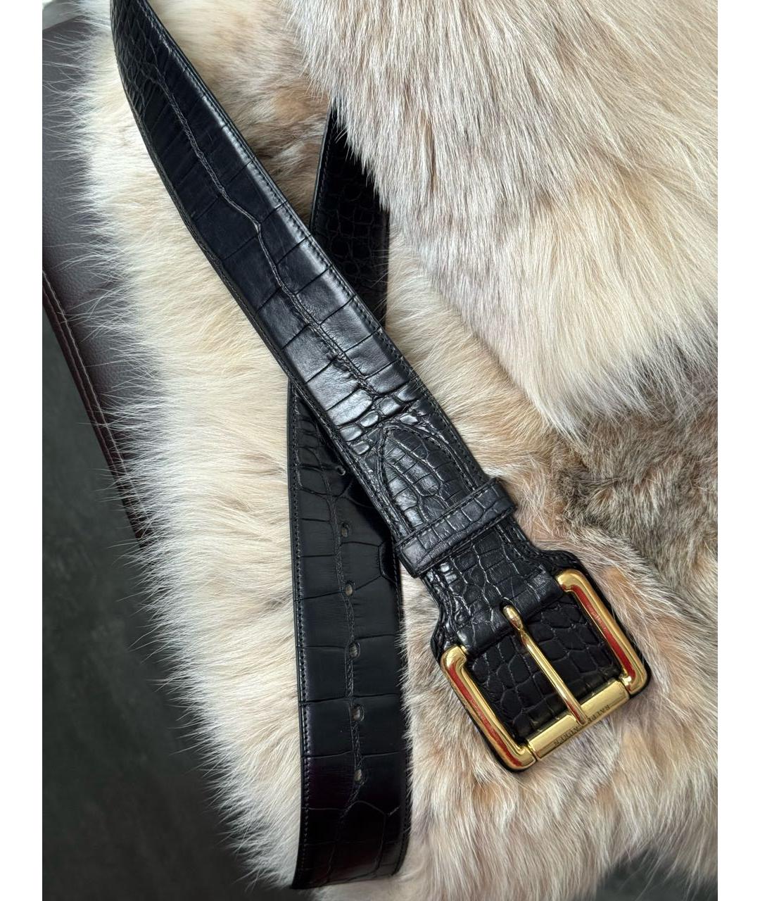 RALPH LAUREN COLLECTION Черный ремень из экзотической кожи, фото 5