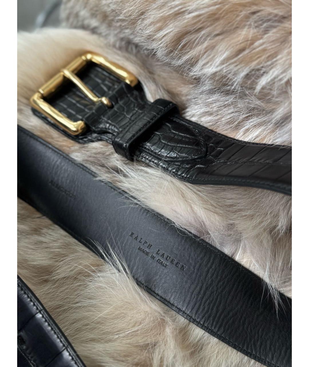 RALPH LAUREN COLLECTION Черный ремень из экзотической кожи, фото 3