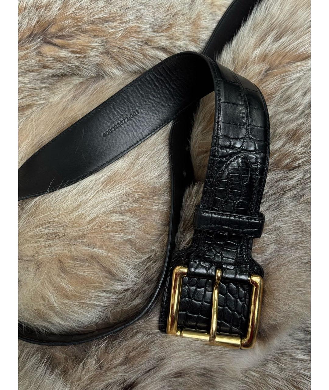 RALPH LAUREN COLLECTION Черный ремень из экзотической кожи, фото 2