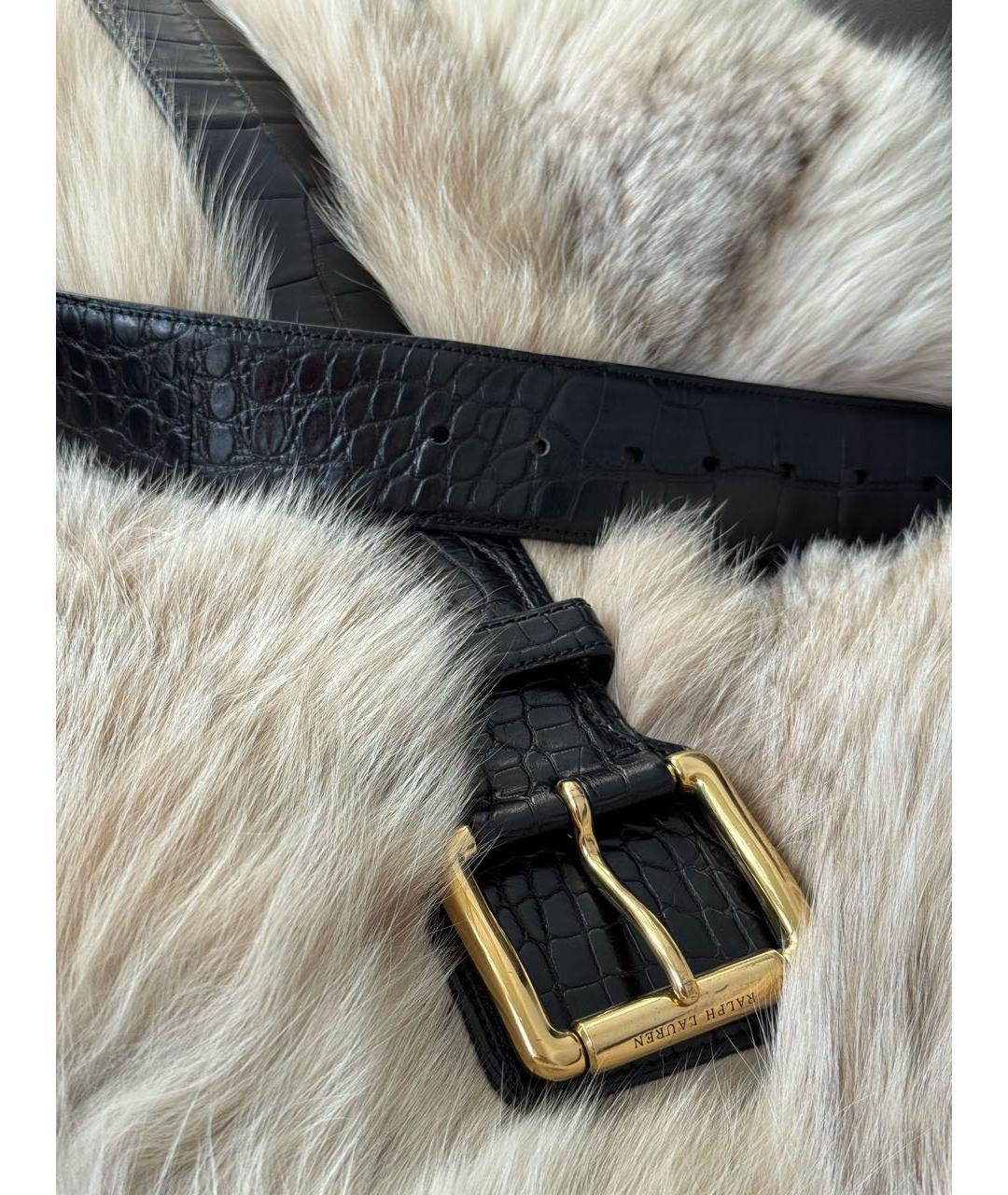 RALPH LAUREN COLLECTION Черный ремень из экзотической кожи, фото 4