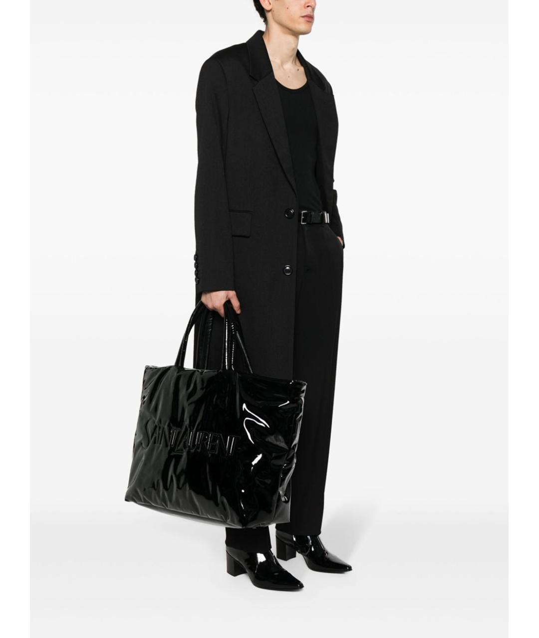 SAINT LAURENT Черная синтетическая сумка тоут, фото 5
