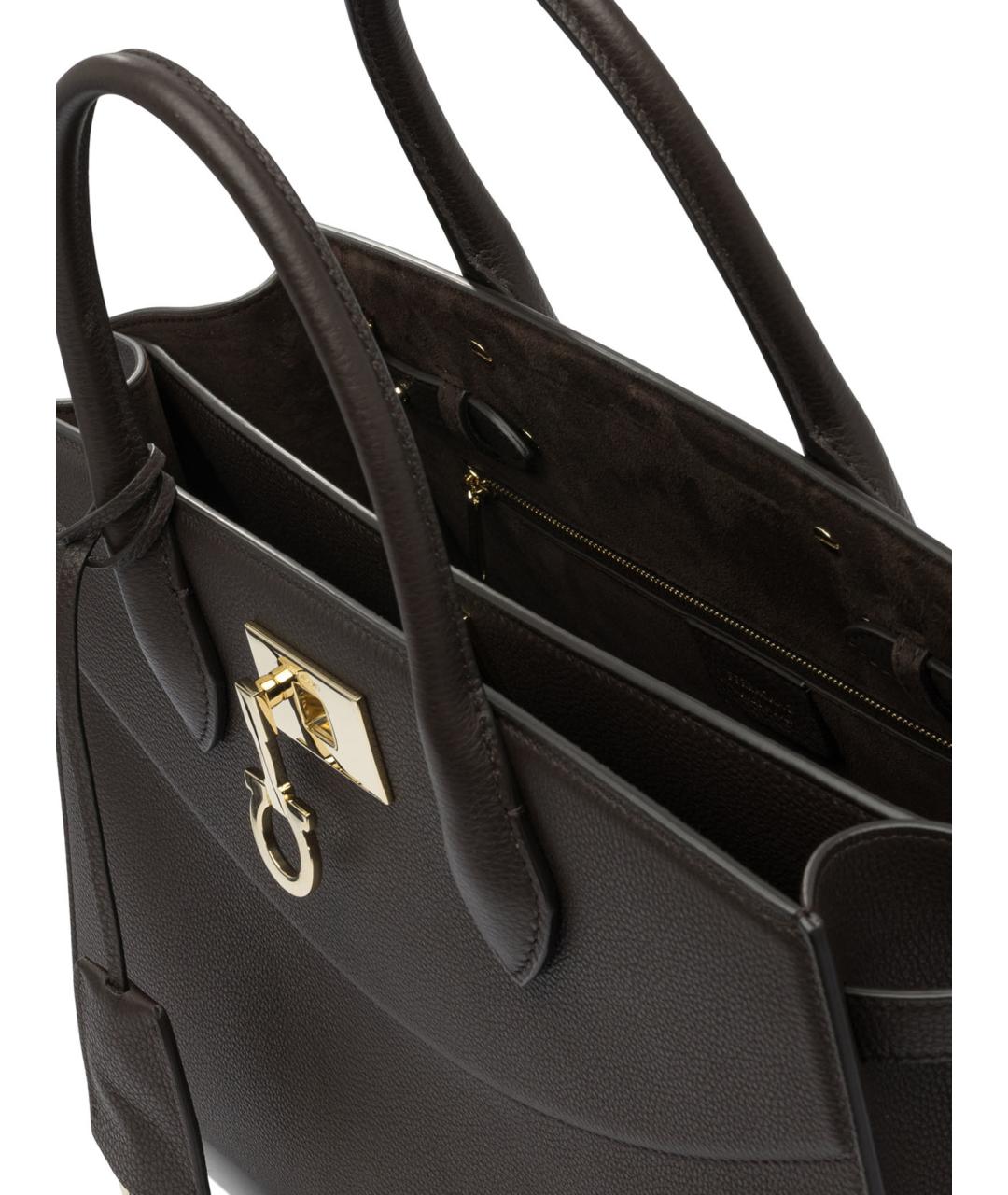 FERRAGAMO Коричневая кожаная сумка тоут, фото 5