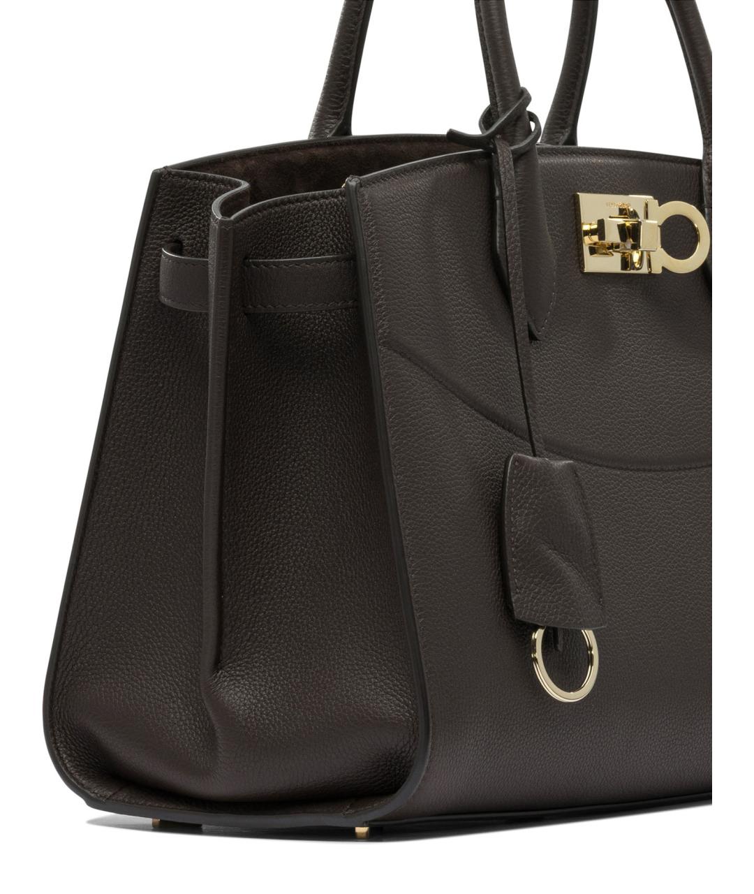 FERRAGAMO Коричневая кожаная сумка тоут, фото 4
