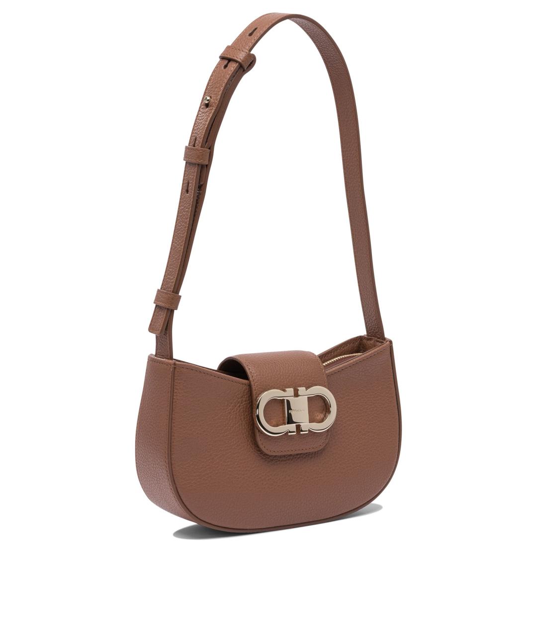 FERRAGAMO Коричневая кожаная сумка через плечо, фото 2