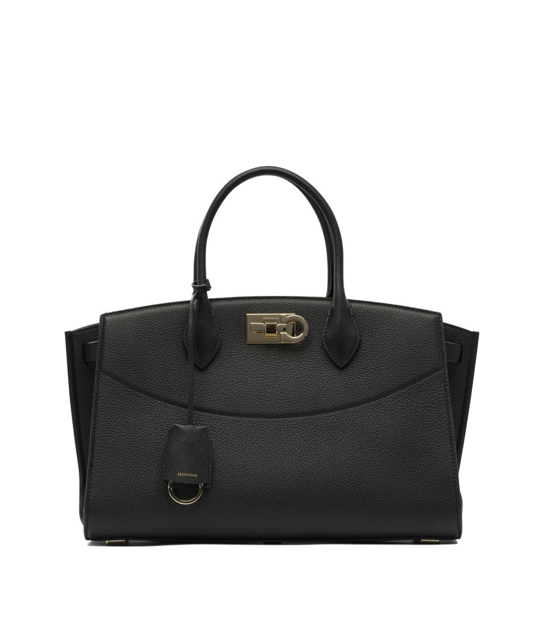 FERRAGAMO Черная кожаная сумка тоут, фото 1