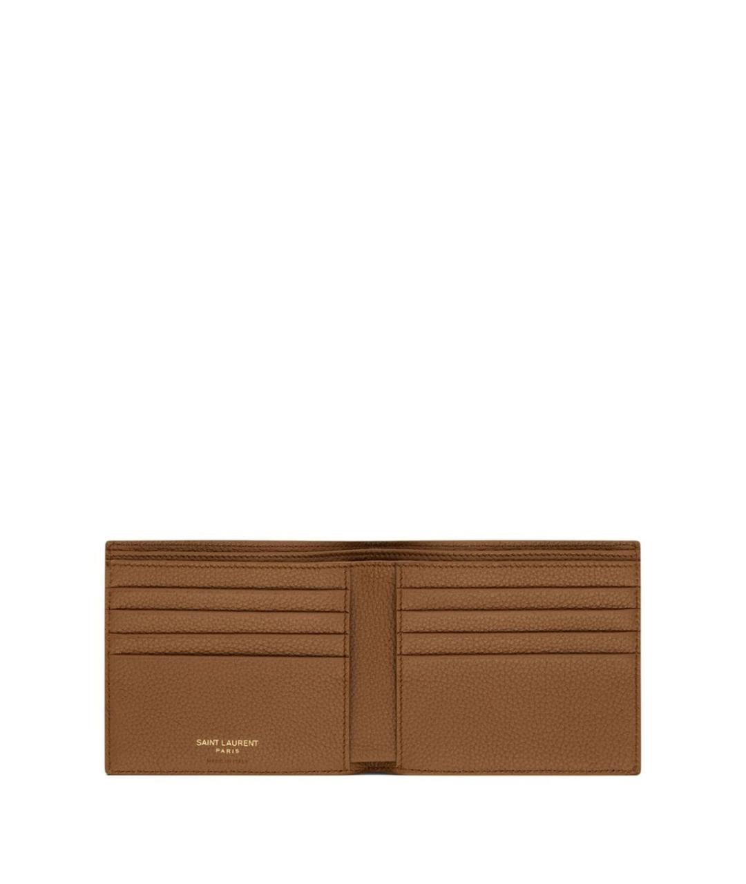SAINT LAURENT Коричневый кожаный кошелек, фото 3
