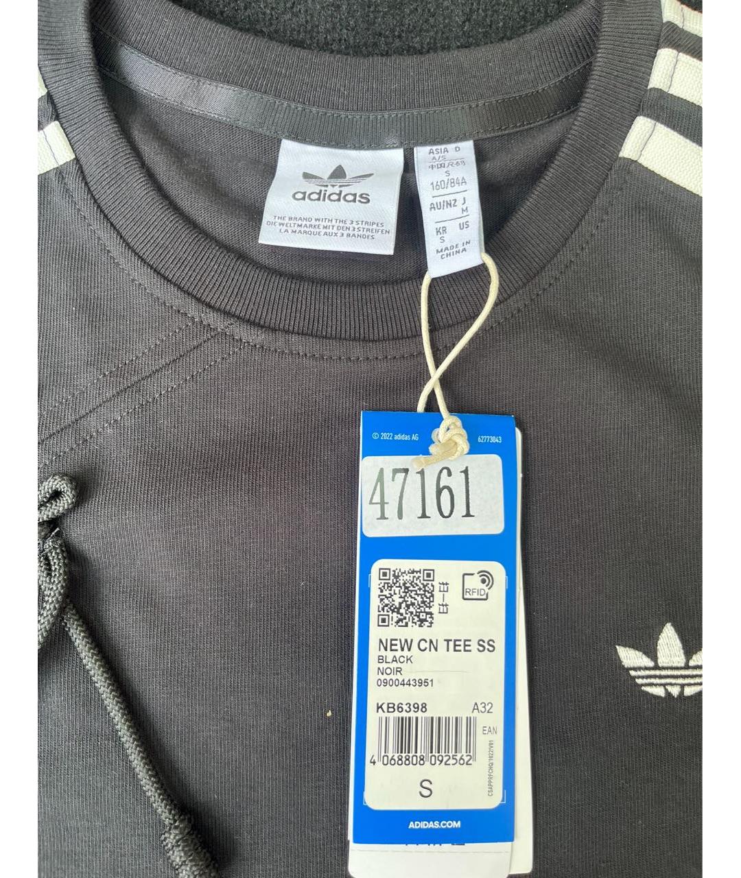 ADIDAS Черная хлопковая футболка, фото 3