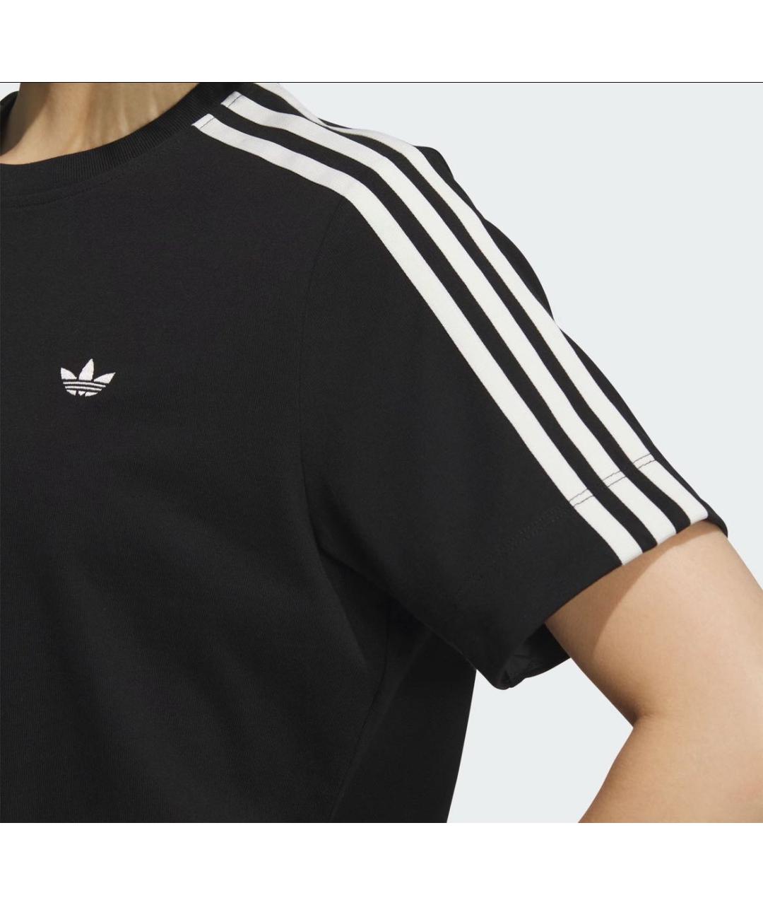 ADIDAS Черная хлопковая футболка, фото 2