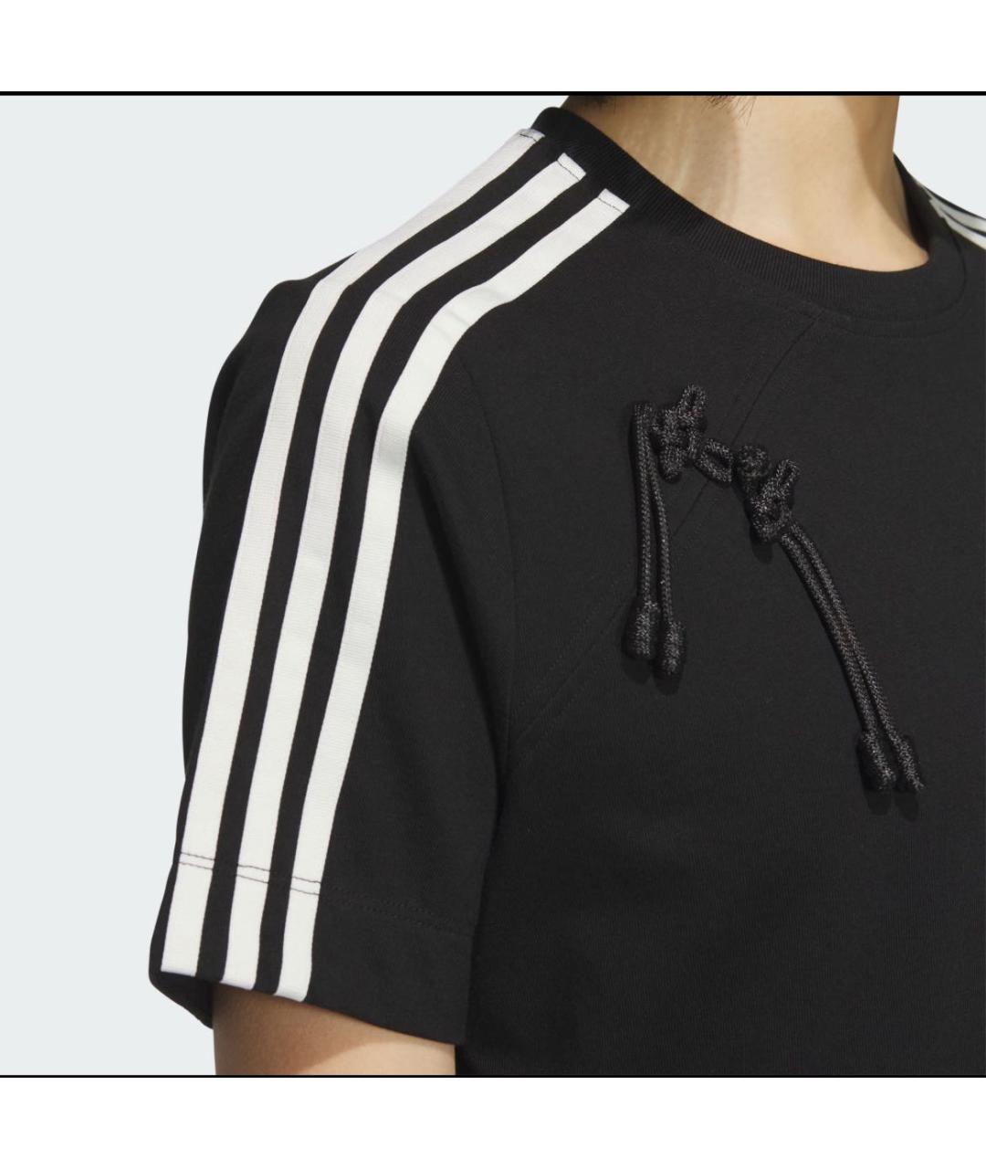 ADIDAS Черная хлопковая футболка, фото 4