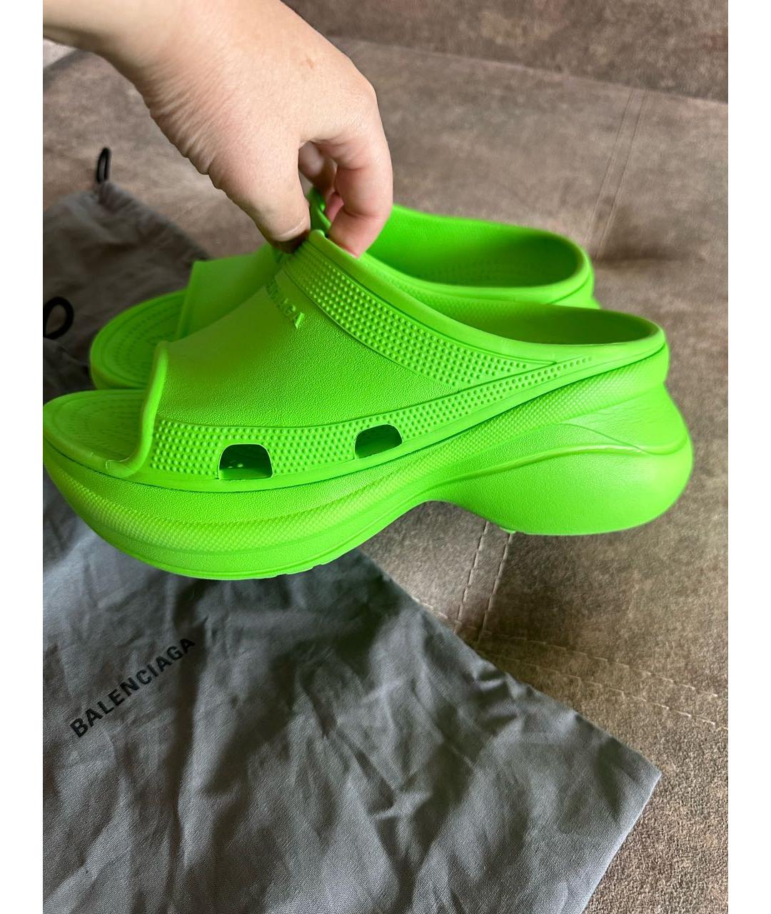 BALENCIAGA Салатовые сабо, фото 5