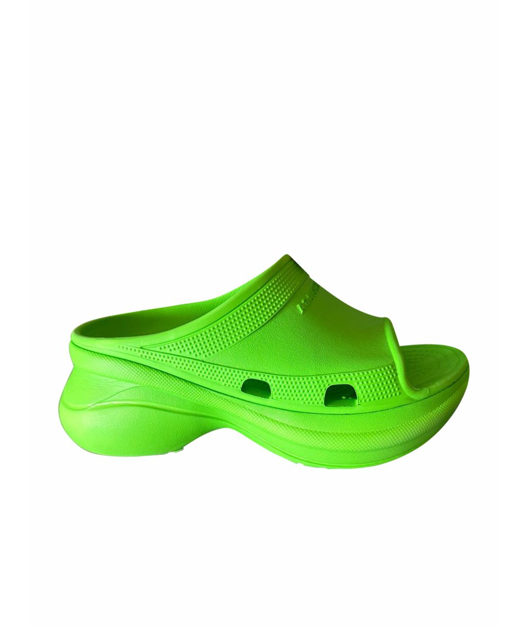 BALENCIAGA Салатовые сабо, фото 1
