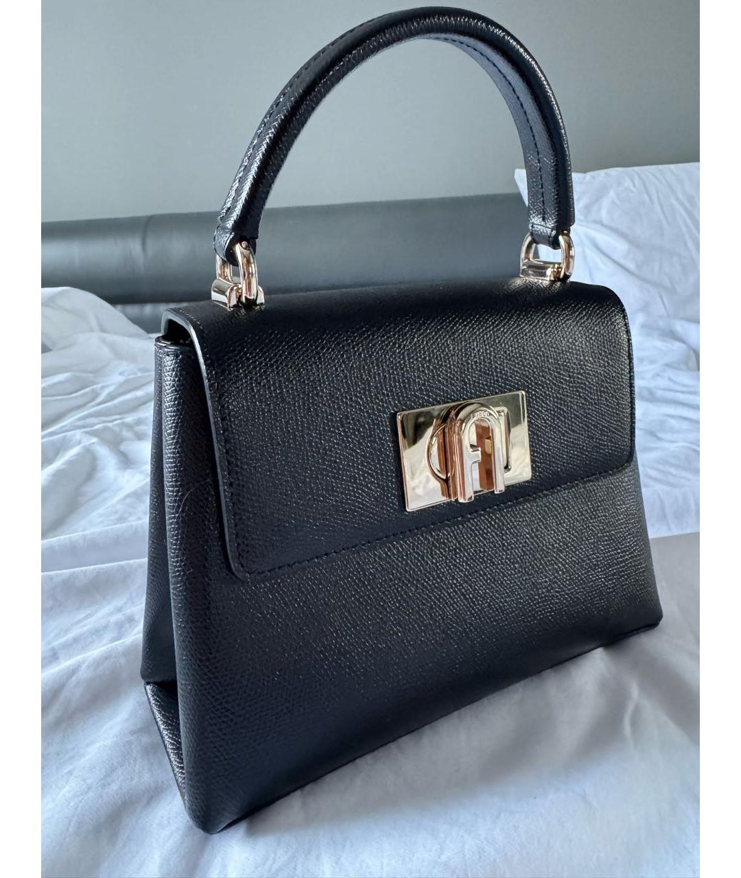 FURLA Черная кожаная сумка с короткими ручками, фото 2