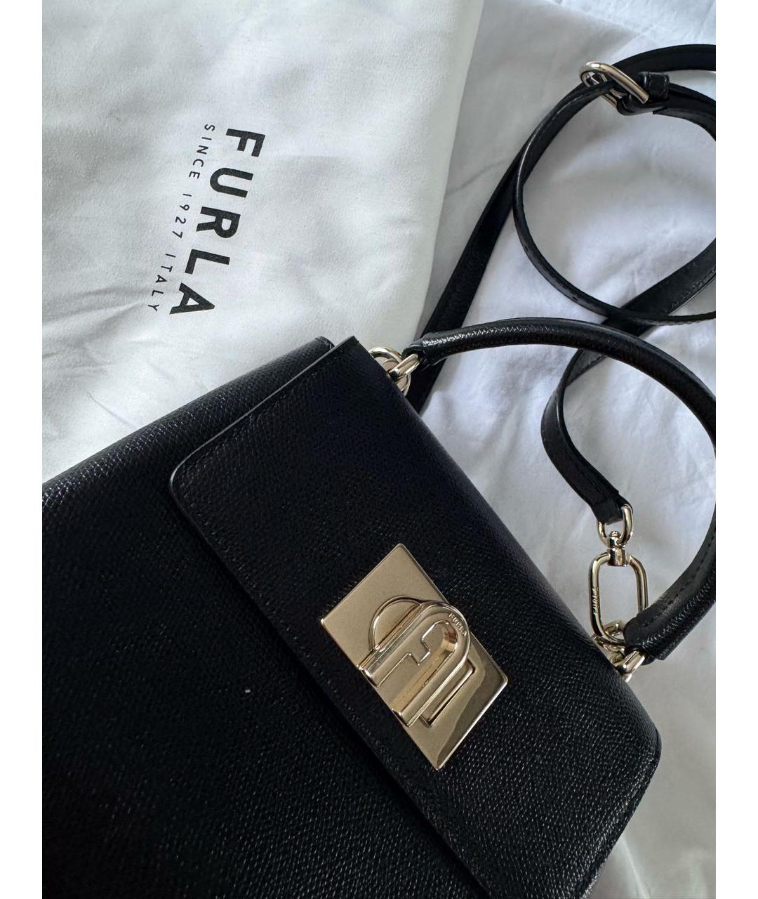 FURLA Черная кожаная сумка с короткими ручками, фото 5