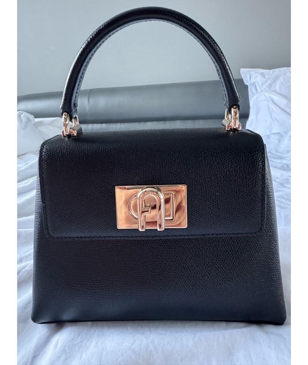 FURLA Черная кожаная сумка с короткими ручками, фото 9