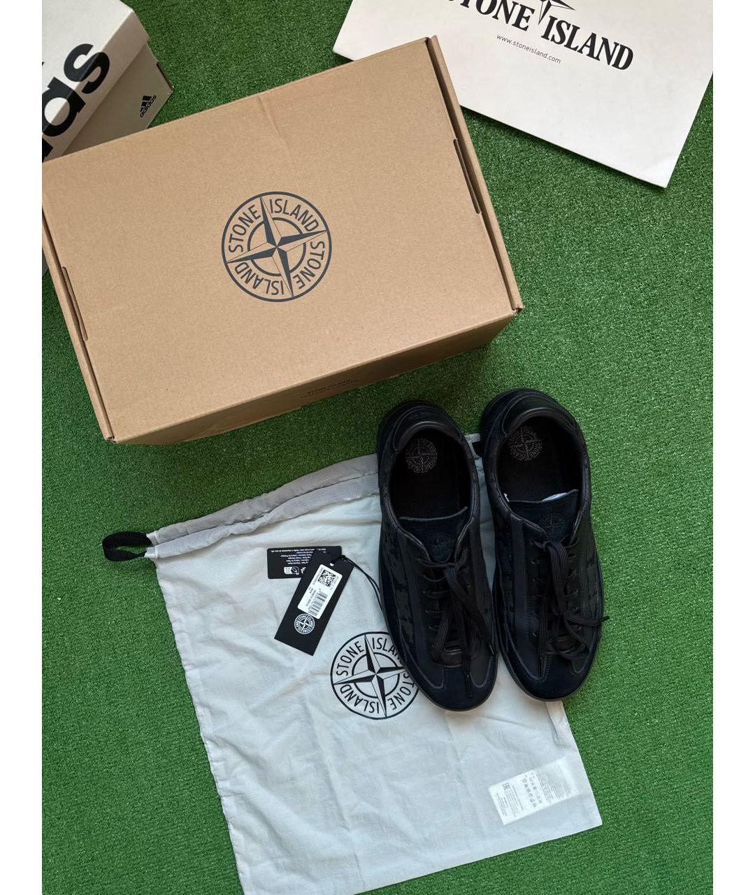 STONE ISLAND Черные кожаные низкие кроссовки / кеды, фото 7