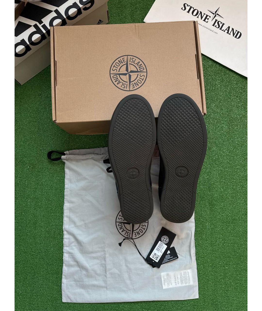 STONE ISLAND Черные кожаные низкие кроссовки / кеды, фото 8