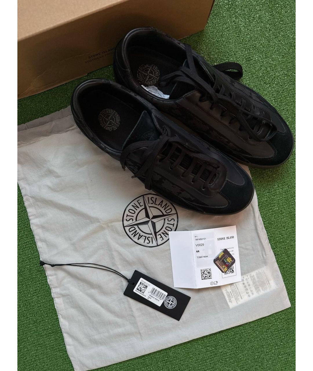 STONE ISLAND Черные кожаные низкие кроссовки / кеды, фото 5