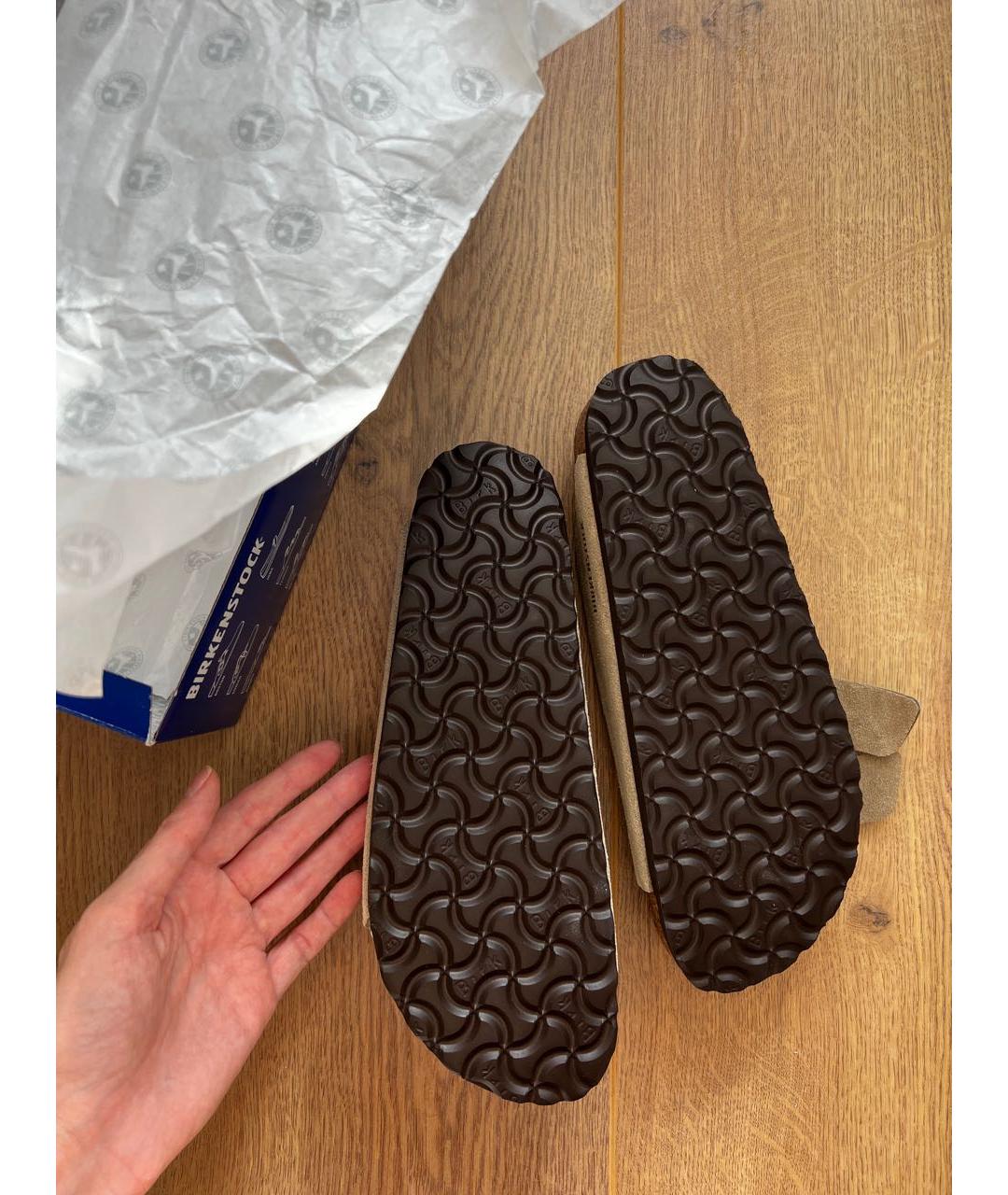 BIRKENSTOCK Бежевые замшевые босоножки, фото 3