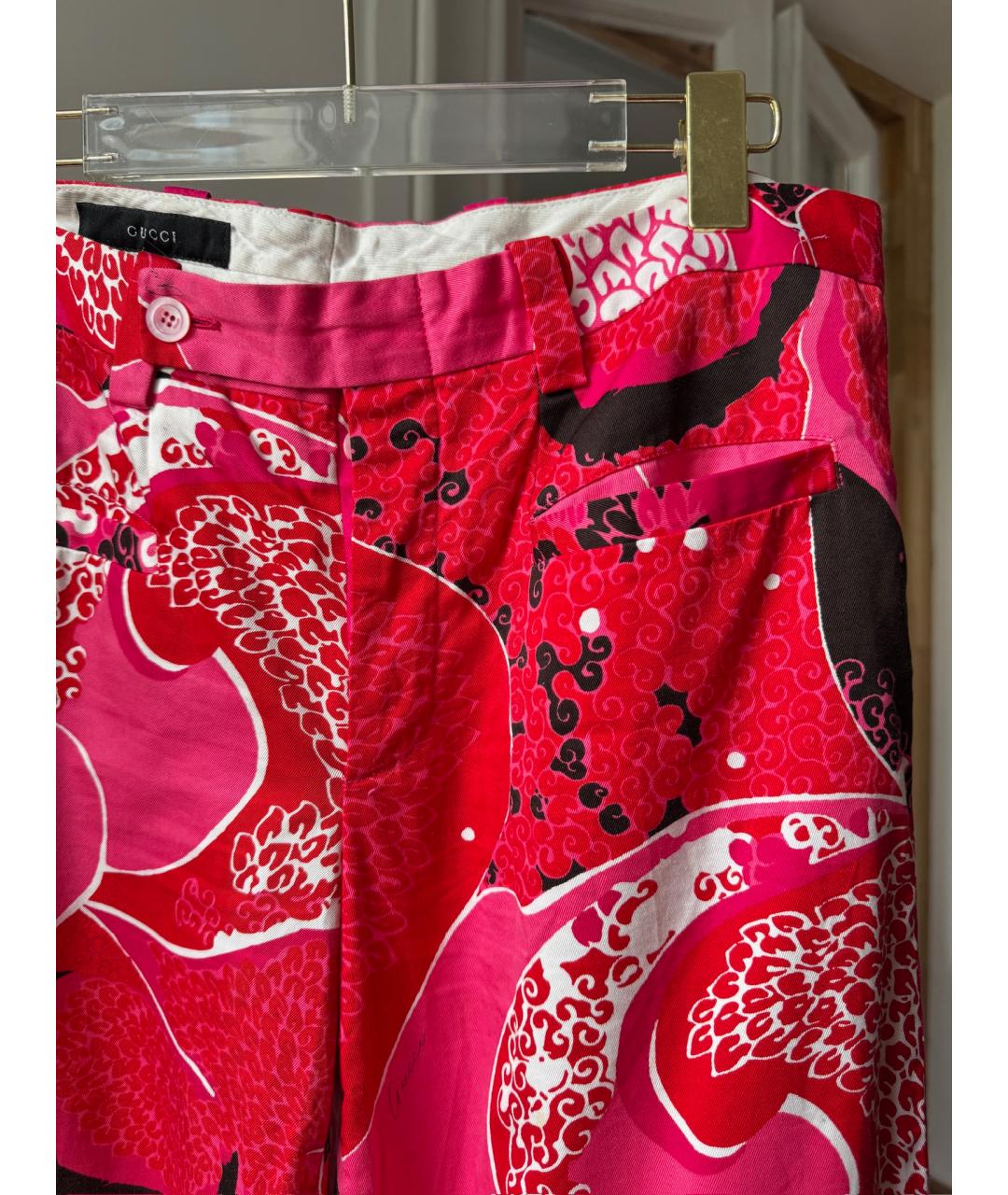 GUCCI Красные хлопковые прямые брюки, фото 5