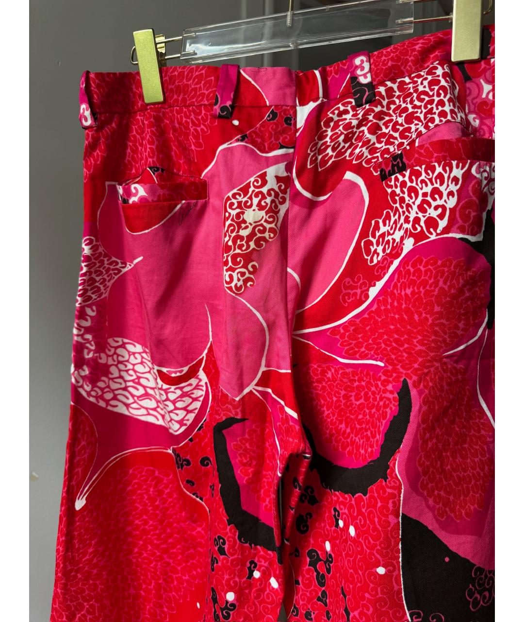GUCCI Красные хлопковые прямые брюки, фото 7