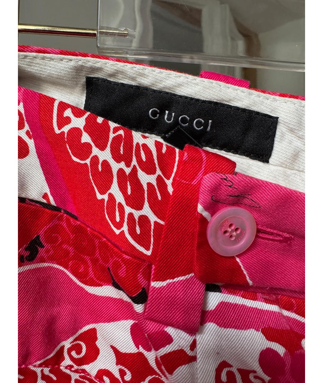 GUCCI Красные хлопковые прямые брюки, фото 6