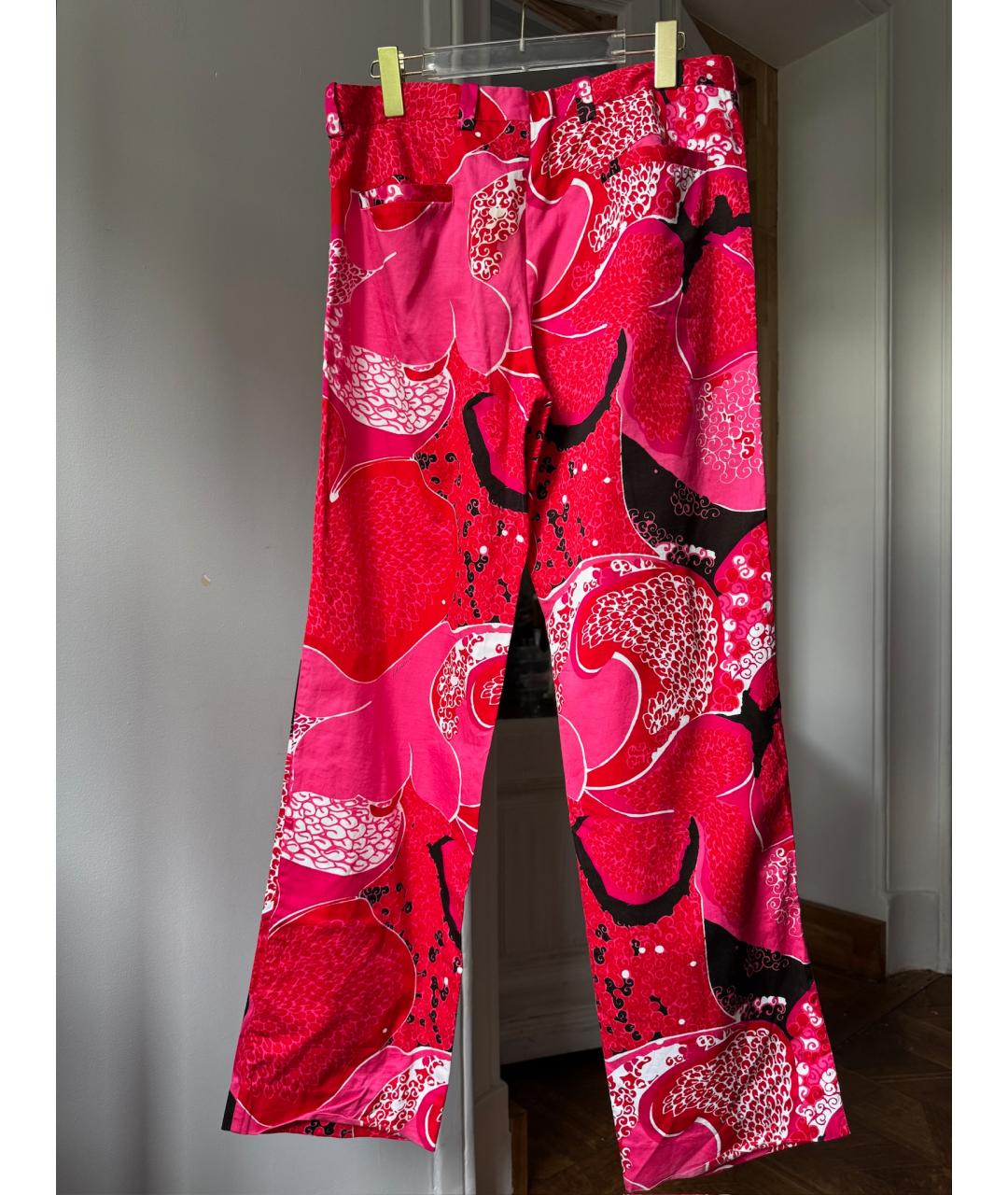 GUCCI Красные хлопковые прямые брюки, фото 2