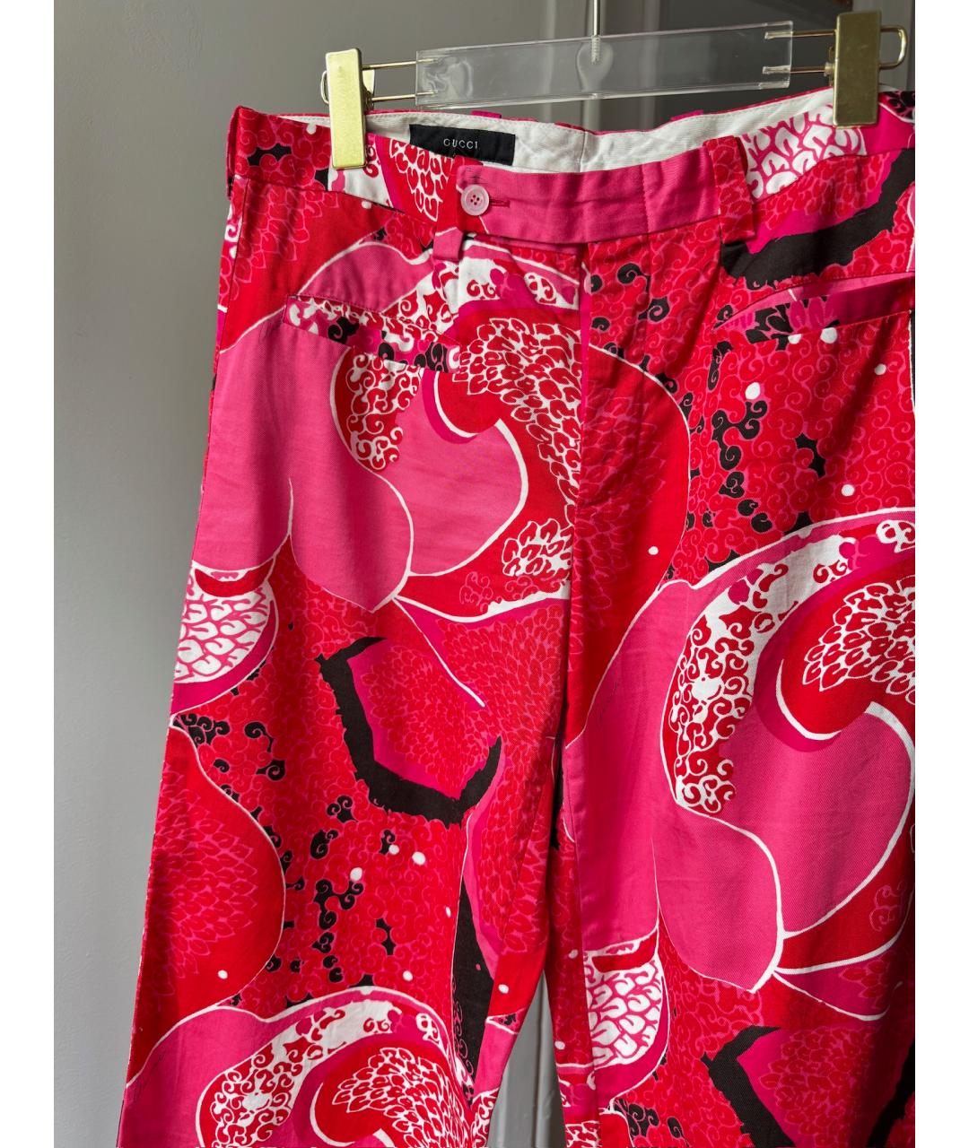 GUCCI Красные хлопковые прямые брюки, фото 3
