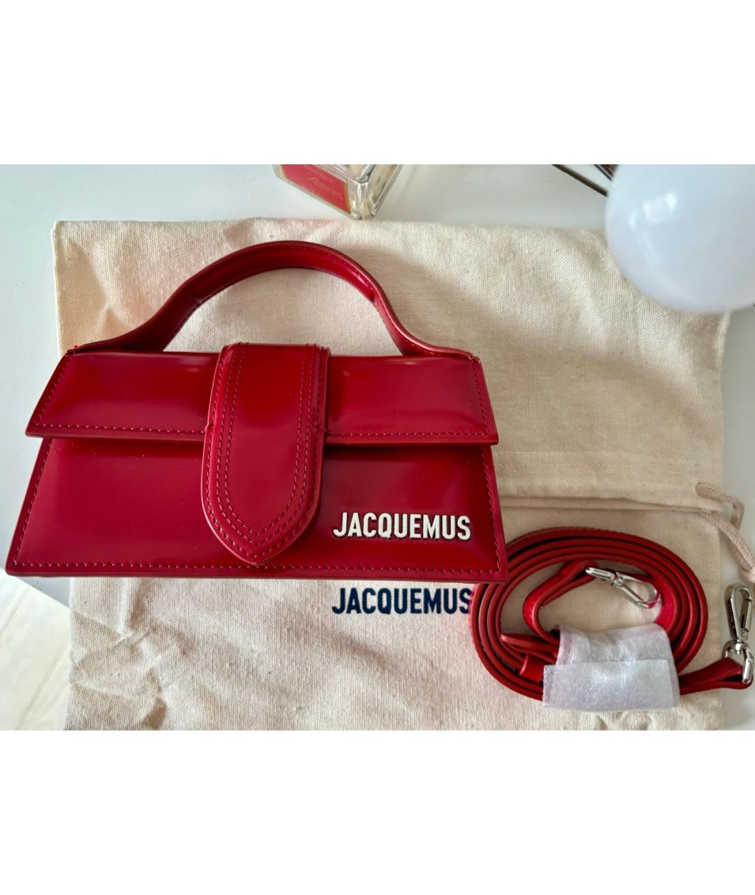 JACQUEMUS Красная кожаная сумка с короткими ручками, фото 6