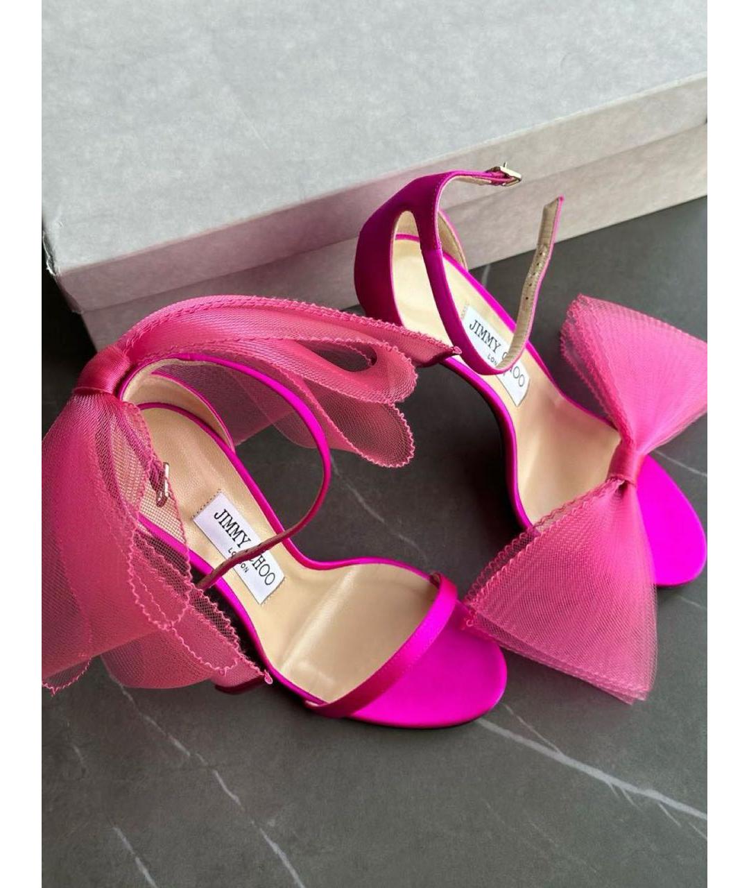 JIMMY CHOO Розовые текстильные босоножки, фото 7