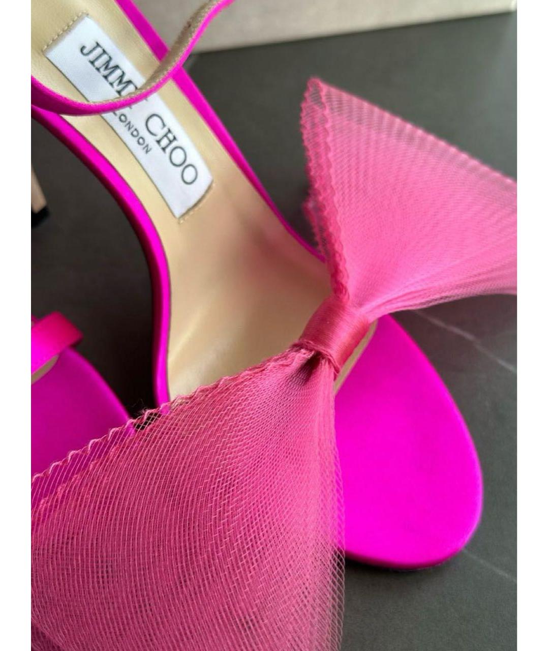 JIMMY CHOO Розовые текстильные босоножки, фото 5