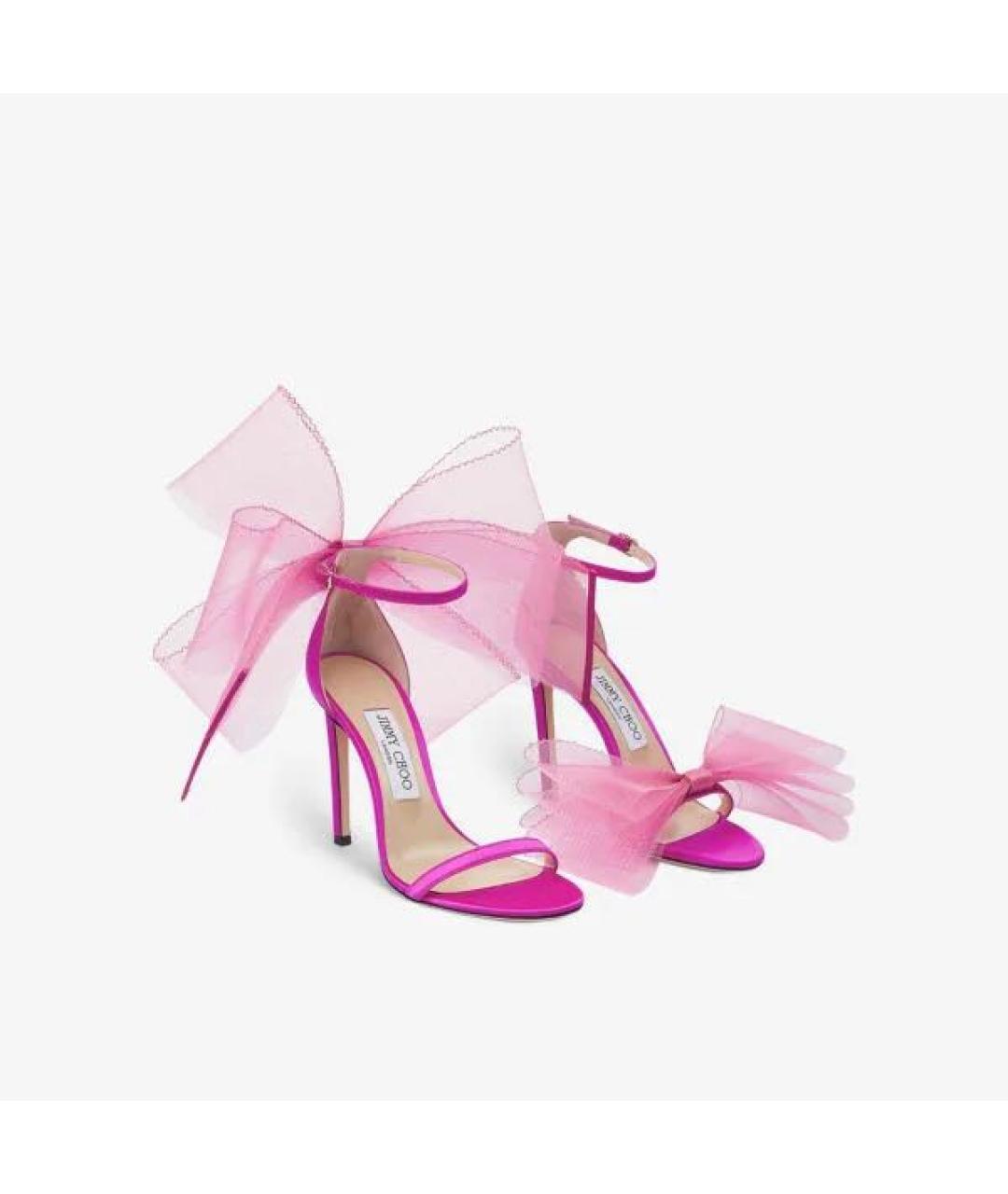 JIMMY CHOO Розовые текстильные босоножки, фото 4