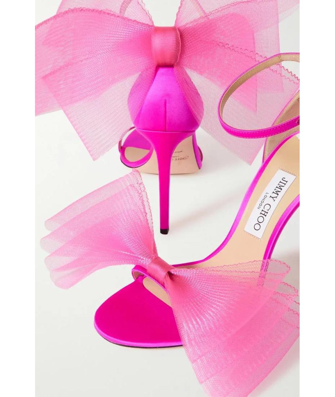 JIMMY CHOO Розовые текстильные босоножки, фото 8