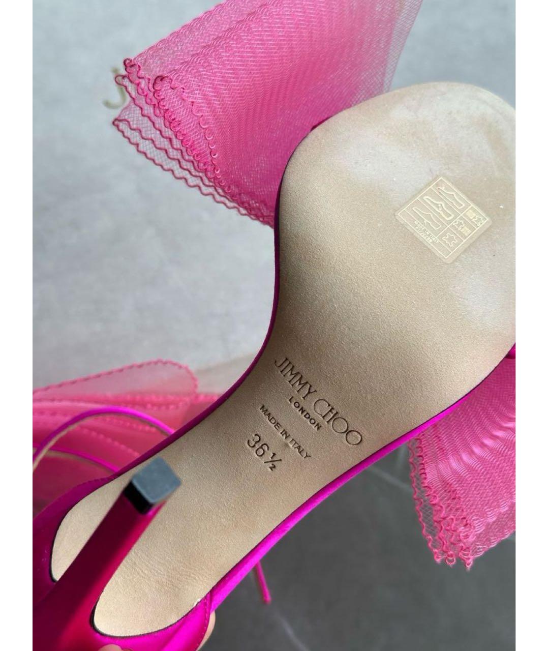 JIMMY CHOO Розовые текстильные босоножки, фото 6