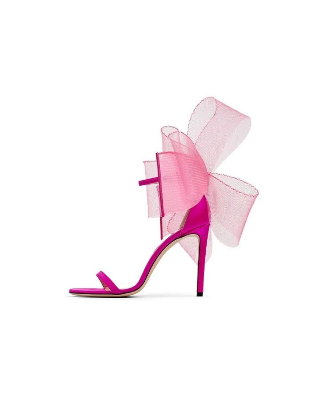 JIMMY CHOO Розовые текстильные босоножки, фото 9