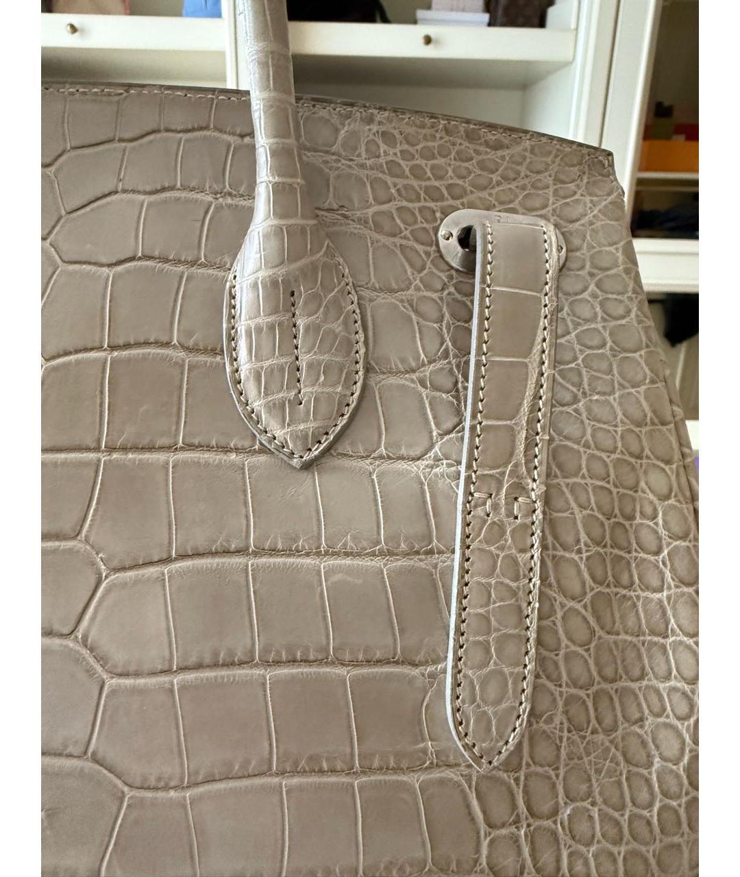 RALPH LAUREN Серая сумка с короткими ручками из экзотической кожи, фото 4