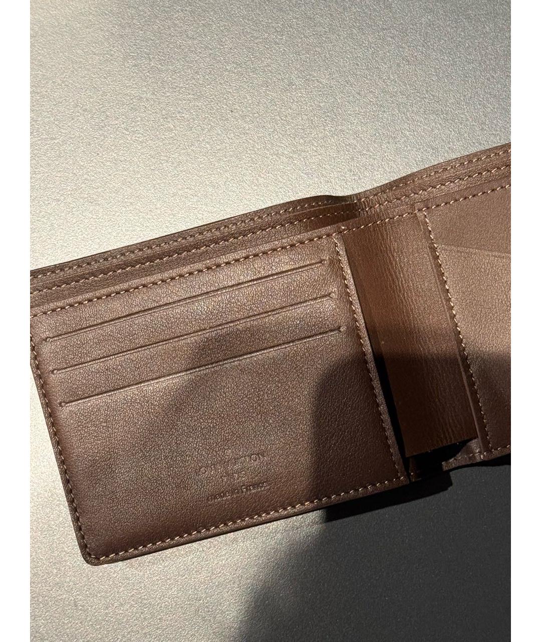 LOUIS VUITTON Коричневый кожаный кошелек, фото 2