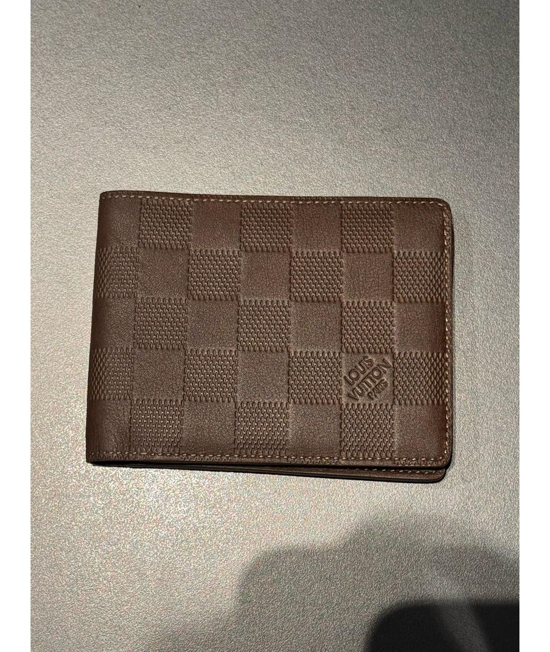 LOUIS VUITTON Коричневый кожаный кошелек, фото 5