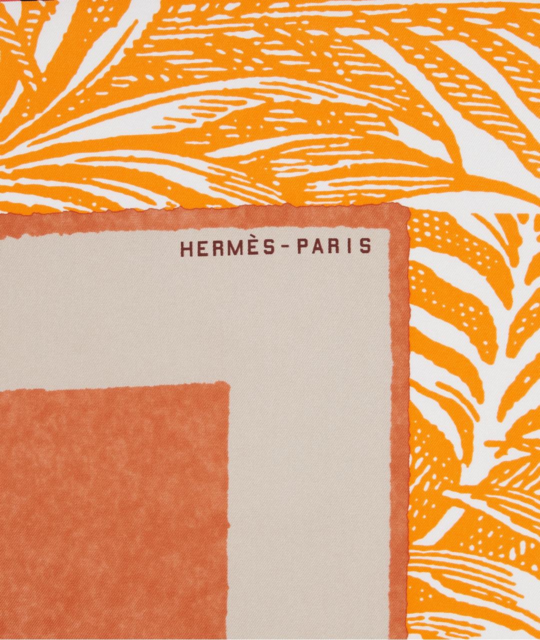 HERMES Оранжевый шелковый платок, фото 3